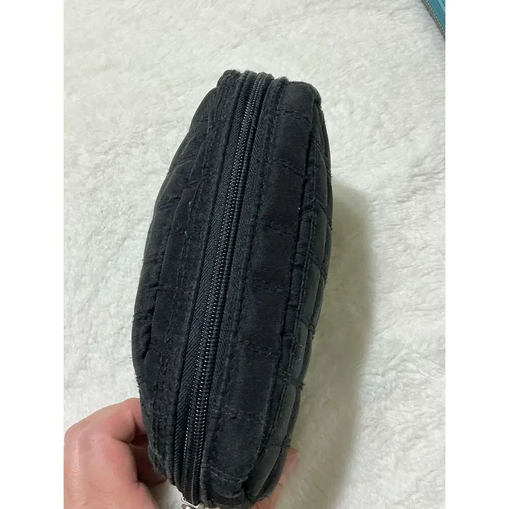 Nicole Miller Quilted Black Cosmetic Makeup Bag